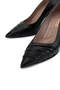 Women's Genuine Leather Black Heeled Shoes - 3