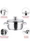 Bremen Stainless Steel Saucepot/Casserole/Cooking Pot/Serving Pot Set 6 Pcs-Capacity 1,1.5 & 2 Litre - 4