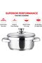 Bremen Stainless Steel Saucepot/Casserole/Cooking Pot/Serving Pot Set 6 Pcs-Capacity 1,1.5 & 2 Litre - 2