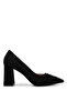 Women's Genuine Leather Black Suede Heeled Shoes