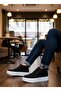 Lace-Up Fur-Lined Men's Sneaker Boots Black Suede (White Sole) - 3