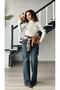 Dark Blue Suede Belted Straight Jeans