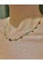 Gold element model half round stone steel necklace - 2