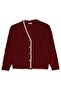 Civil Girl's Double Patterned Cardigan |   Knitwear Long Sleeve V-Neck |   School Nursery and Daily Use - Burgundy