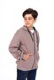 Bitter Brown Boy's Hooded Zippered Pockets Low Shoulder Printed Knitted Cardigan - 3 Thread Without Shardon - 3