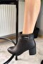 Women's Mabel Black Buckle (6 cm) Heeled Oval Toe Boots - 4
