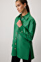 Faux Leather Shirt with Wide Cuffs - 4