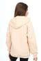 Beige Girl's Hooded Zippered Off-Shoulder Embroidery Printed Slit Detailed Knitted Cardigan - 5