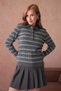 Women's Polo Neck Stripe Detail Hair Knitwear Sweater - 5