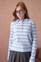 Women's Polo Neck Stripe Detail Hair Knitwear Sweater