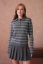 Women's Polo Neck Stripe Detail Hair Knitwear Sweater
