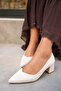 Fiona Beige Suede Women's Thick Heeled Shoes - 2