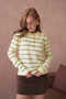 Women's Polo Neck Stripe Detail Hair Knitwear Sweater