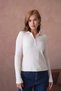 Women's Polo Neck Zipper Detail Ribbed Knit Knitwear Sweater