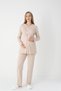Women's Mink Design Striped Lace Detailed Winter Maternity Maternity Dressing Gown Pajama Set 3-Piece Set - 4