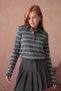 Women's Polo Neck Stripe Detail Hair Knitwear Sweater - 6