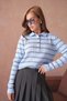 Women's Polo Neck Stripe Detail Hair Knitwear Sweater - 6