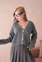 Women's Polo Collar Button Detail Oversized Knitwear Cardigan - 4