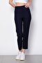 Women's Pencil Fabric Trousers - Navy Blue - 2