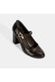 Women's Brown Adjustable Metal Buckle Mary Jane Heeled Shoes - 5