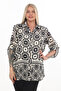 Plus Size (50-56) Printed Chiffon Shirt Collar Modern Geometric Pattern Women's Evening Dress Tunic