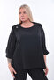 Plus Size (50-56) Pleated Sleeve 3D Flower Accessory Detail Stylish Women's Blouse