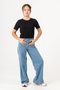 Girls' Side Stripe Wide Leg Stripe Jeans 2225 - 3