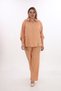 Plus Size (50-56) Striped Shirt V-Neck Epaulet Long Sleeve Women's Shirt - 4