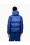 Men's Hooded Collar Long Sleeve Zipper Closure Pocket Detail Blue Coat - 3