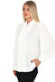 Plus Size Epaulet Sleeves Stone Button Ruffle Collar Brooch Detailed Stylish Women's Blouse - 2