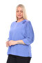 Plus Size (50-56) Pleated Sleeve 3D Flower Accessory Detail Stylish Women's Blouse - 2