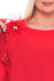 Plus Size (50-56) Pleated Sleeve 3D Flower Accessory Detail Stylish Women's Blouse - 3