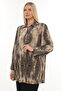 Plus Size (50-56) Shirt Collar Buttoned Long Sleeve Patterned Lycra Women's Tunic - 2
