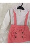 Baby Girl Salopet Set with Bow and Guipure Detail on the Collar - 5