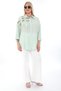Plus Size (50-56) Stylish Women's Shirt with Stone Detailing, Ribbon Tulle Shoulders and Epaulettes - 5