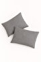 Vevra Striped Anthracite Solid Color 2-Piece Pillowcase Cotton Fabric Zippered