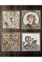 Natural Stone Coasters Set of 4 10X10X1 cm Antique Mosaic