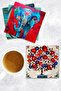 Natural Stone Coasters Set of 4 10X10X1 cm Evil Eye Blessing Tree Pomegranate Elephant Themed - 6