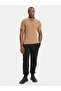 Men's Regular Fit Logo Printed Short Sleeve Cotton Beige Polo Neck T-Shirt - 2