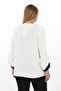 Plus Size (50-56) Chanel Button Detail Crew Neck Long Sleeve Women's Blouse - 3