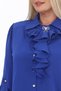 Plus Size Epaulet Sleeves Stone Button Ruffle Collar Brooch Detailed Stylish Women's Blouse - 3