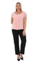 Plus Size (50–56) Tulle Neckline Pleat Detail Solid Color Moon Sleeve Stylish Women's Blouse - 5