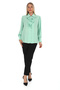 Plus Size Epaulet Sleeves Stone Button Ruffle Collar Brooch Detailed Stylish Women's Blouse - 4