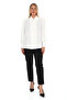 Plus Size Epaulet Sleeves Stone Button Ruffle Collar Brooch Detailed Stylish Women's Blouse - 4