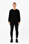 Women's Venezia Relaxed Fit Slit Crew Neck Sweatshirt Black