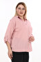 Plus Size Striped Shirt V-Neck Epaulet Long Sleeve Women's Shirt - 2