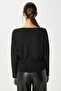 Women's Grace Asymmetrical Shoulder Detail Black Blouse - 5