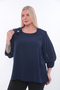 Plus Size (50-56) Pleated Sleeve 3D Flower Accessory Detail Stylish Women's Blouse - 2