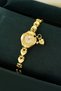 Heart Charmlı Gold Heart Cord Minimal Round Case Women's Vintage Wristwatch