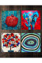 Natural Stone Coasters Set of 4 10X10X1 cm Evil Eye Blessing Tree Pomegranate Elephant Themed - 3